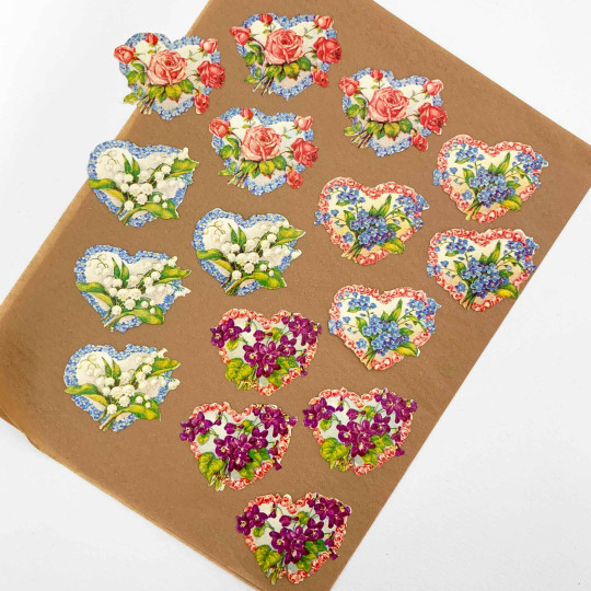 Floral Hearts Loose Valentine Paper Scrap Pack